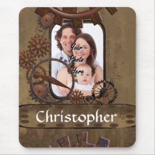 Personalised steampunk photo template mouse pad