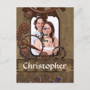 Personalised steampunk photo template postcard