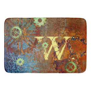 Personalised Steampunk Rusty Clockwork Gears Bath Mat