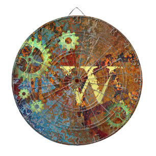 Personalised Steampunk Rusty Clockwork Gears Dartboard