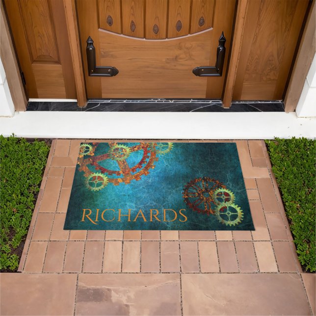 Personalised Steampunk Rusty Gears Doormat (Outdoor)