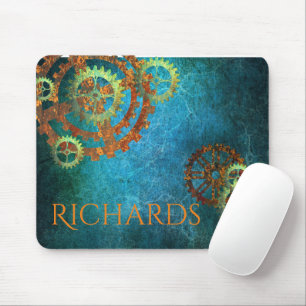 Personalised Steampunk Rusty Gears   Mouse Pad