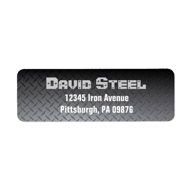 Personalised Steel Diamondplate Return Address Label (Front)