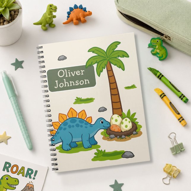 Personalised Stegosaurus Cute Dinosaur School Notebook (Creator Uploaded)