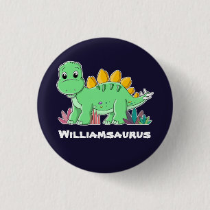 Personalised Stegosaurus Dinosaur 3 Cm Round Badge