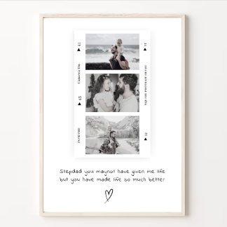 Personalised Step Dad Photo Minimal  Gift   Poster