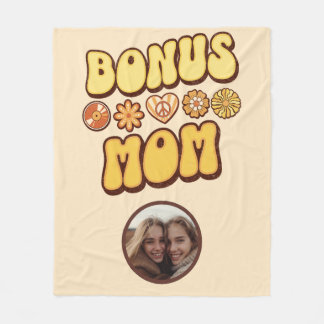 Personalised Step mum Retro Groovy Bonus Mum Fleece Blanket