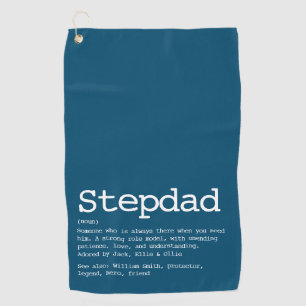 Personalised Stepdad Definition Modern Blue Golf Towel