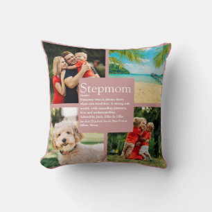 Personalised Stepmom Definition 4 Photo Blush Pink Cushion