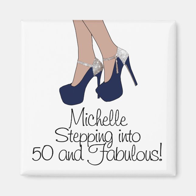 Personalised "Stepping into 50 and Fabulous" Party Magnet (Front)