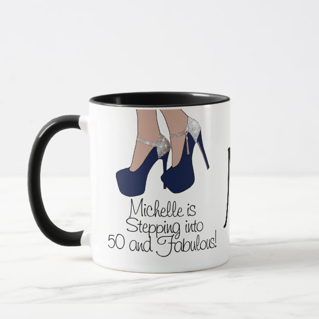 Personalised "Stepping into 50 and Fabulous" Party Mug (Left)