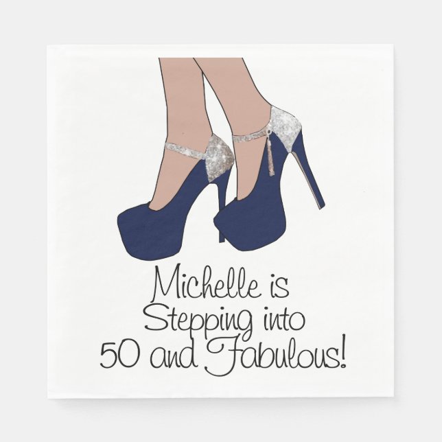 Personalised "Stepping into 50 and Fabulous" Party Napkin (Front)