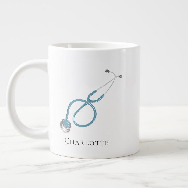 Personalised Stethoscope Name Doctor Novelty Large Coffee Mug (Left)