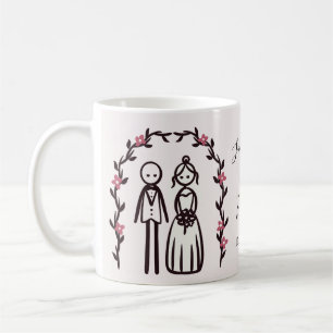 Personalised Stick Figure Bride and Groom Wedding Coffee Mug