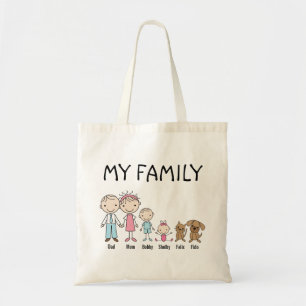 Personalised Stick Figure Family Tote Bag