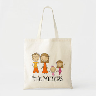 Personalised Stick Figure Family Tote Bag
