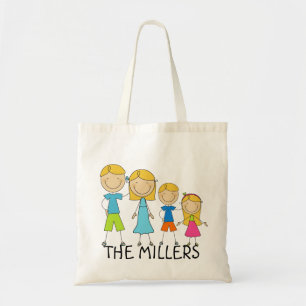 Personalised Stick Figure Family Tote Bag