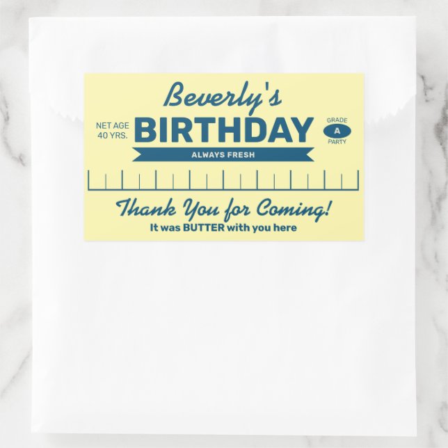 Personalised Stick of Butter Birthday Party Favour Rectangular Sticker (Bag)