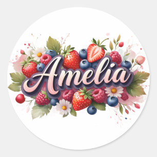 Personalised Sticker Amelia Berry Floral Design