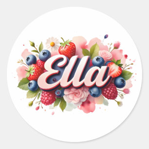 Personalised Sticker Ella Berry Floral Design