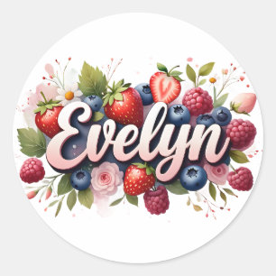 Personalised Sticker Evelyn Berry Floral Design