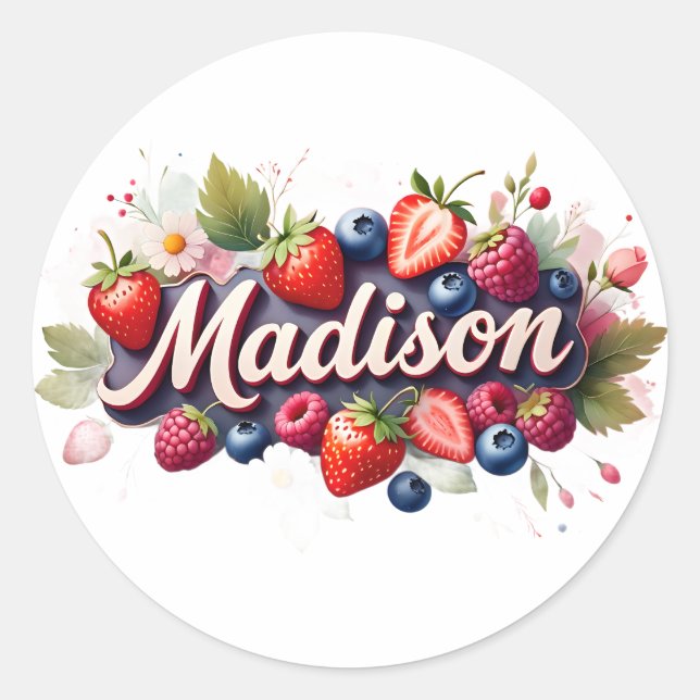 Personalised Sticker Madison Berry Floral Design (Front)