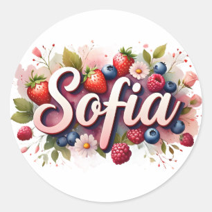 Personalised Sticker "Sofia" Berry Floral Design
