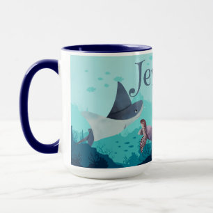Personalised Stingray and Turtle Under the Sea Mug