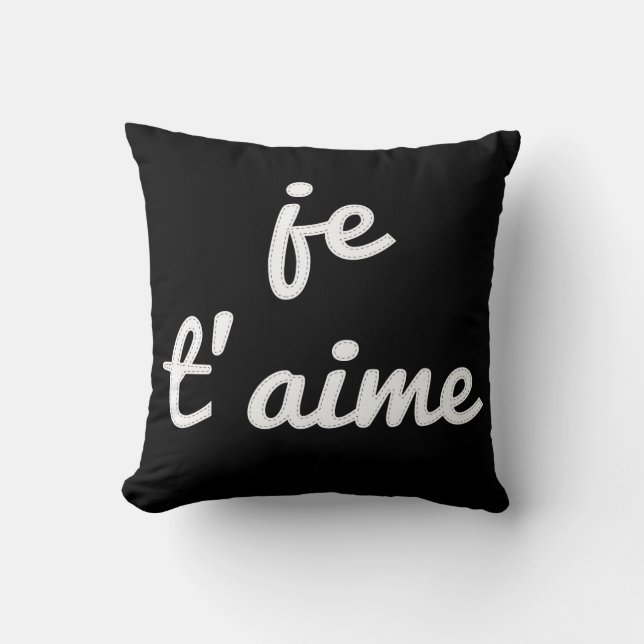 Personalised Stitched Je t'aime French I love you Cushion (Front)
