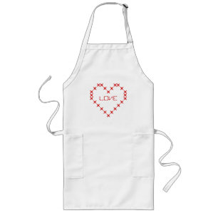 Personalised stitched love heart apron for women