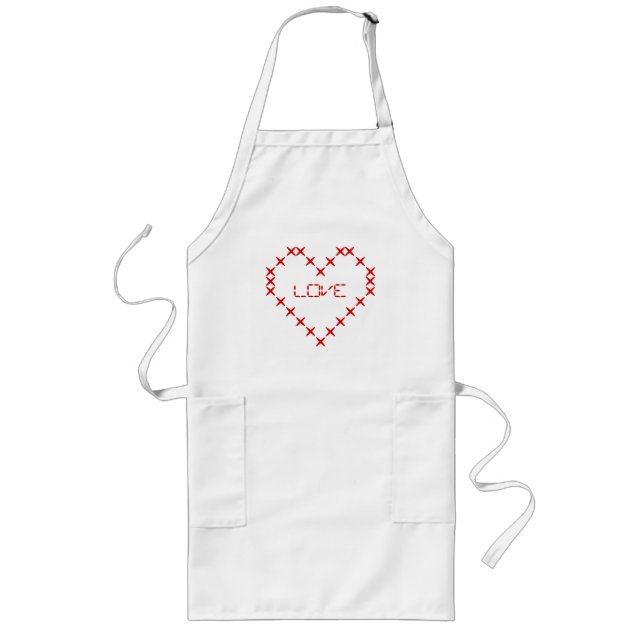 Personalised stitched love heart apron for women (Front)