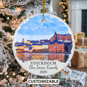 Personalised Stockholm Ornament, Sweden Ceramic Ornament