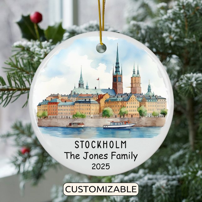Personalised Stockholm Ornament, Sweden Ceramic Ornament (Creator Uploaded)