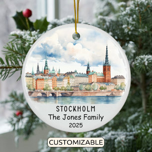 Personalised Stockholm Ornament, Sweden Ceramic Ornament