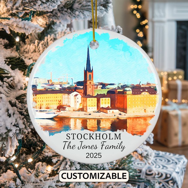 Personalised Stockholm Ornament, Sweden Gift Ceramic Ornament (Creator Uploaded)