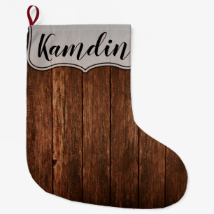Personalised Stocking Barn Wood Country Rustic