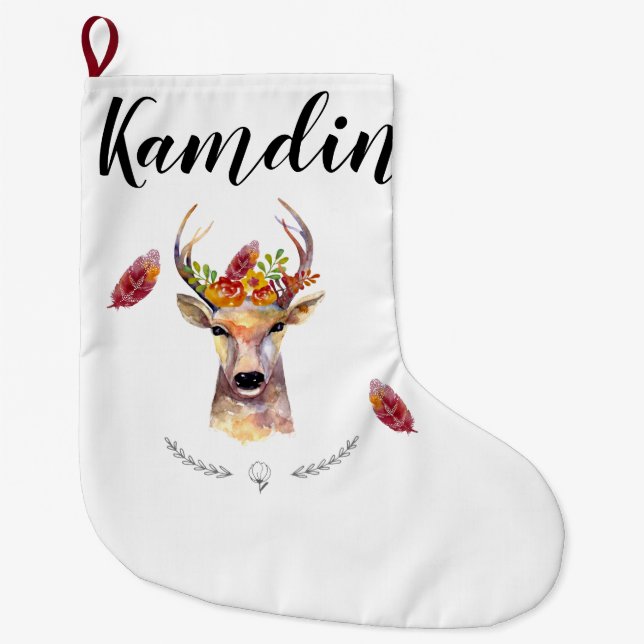 Personalised Stocking boho deer Buck Head Browning (Front)