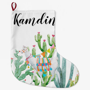 Personalised Stocking Boho Llama Bohemian Cacti De