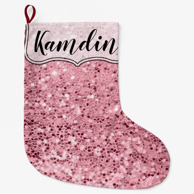 Personalised Stocking Rose Gold Glitter (Front)