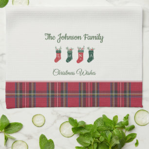 Personalised Stockings with Monograms Christmas Tea Towel
