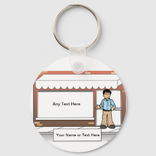 Personalised Store front - Male Cartoon  Key Ring