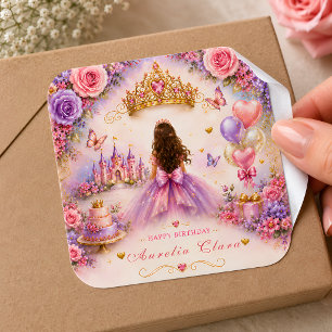 Personalised Storybook Princess Birthday  Square Sticker