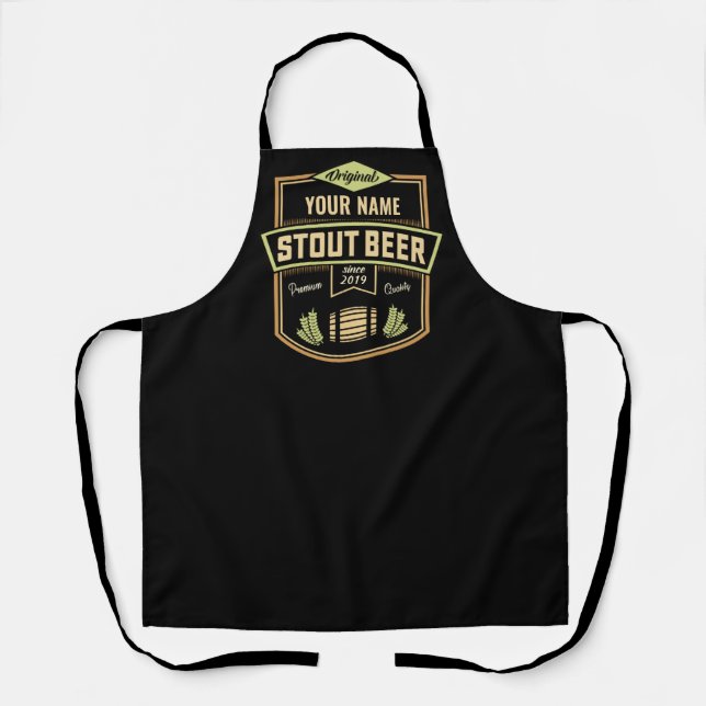 Personalised Stout Dark Beer Brewing Label Bar  Apron (Front)