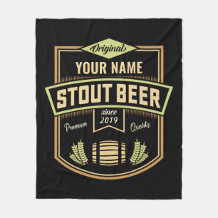 Personalised Stout Dark Beer Brewing Label Bar Fleece Blanket