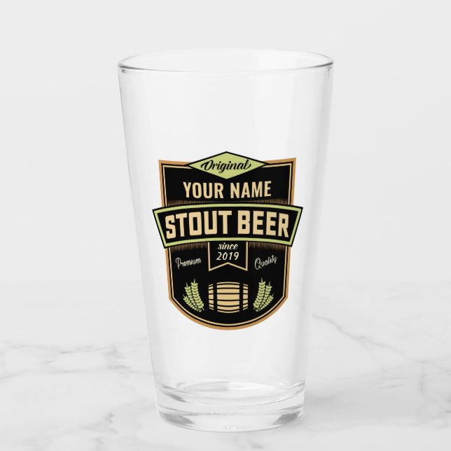 Personalised Stout Dark Beer Brewing Label Bar   Glass (Front)