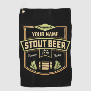 Personalised Stout Dark Beer Brewing Label Bar  Golf Towel
