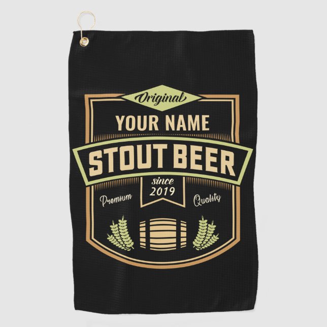 Personalised Stout Dark Beer Brewing Label Bar  Golf Towel (Front)