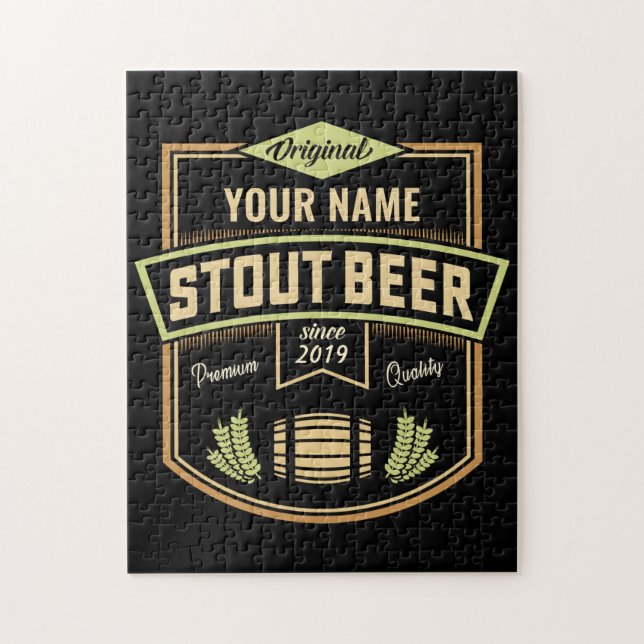 Personalised Stout Dark Beer Brewing Label Bar Jigsaw Puzzle (Vertical)