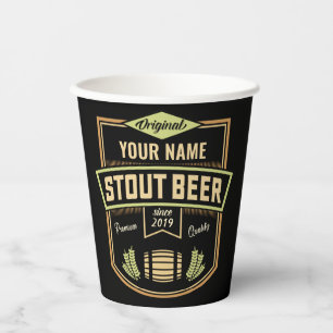 Personalised Stout Dark Beer Brewing Label Bar Paper Cups
