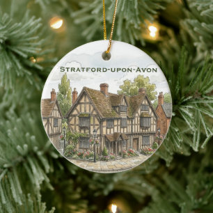 Personalised Stratford-upon-Avon UK Photo Xmas Ceramic Ornament